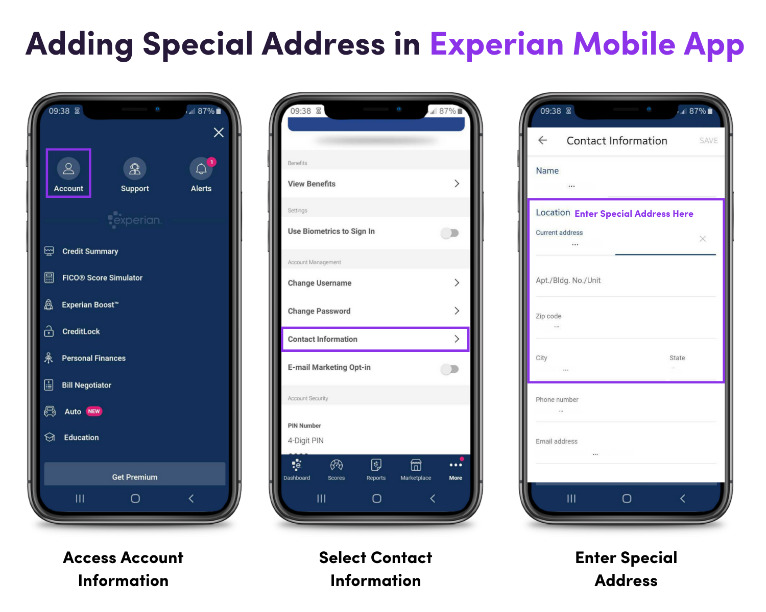 Special Address Experian Mobile App