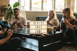 Device free zone friends playing cards 