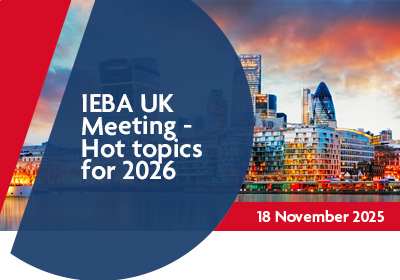 Image of London skyline with the words 'IEBA UK Meeting - Hot topics for 2026'
