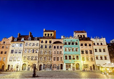 The Old town square in Warsaw, Poland by night
