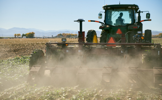 A farmer uses PTx Trimble's TrueTracker implement steering system to add precision to their field activities.