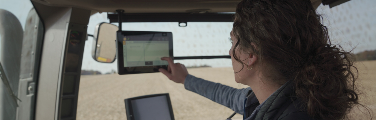 A precision ag professional sets up a new Trimble display.