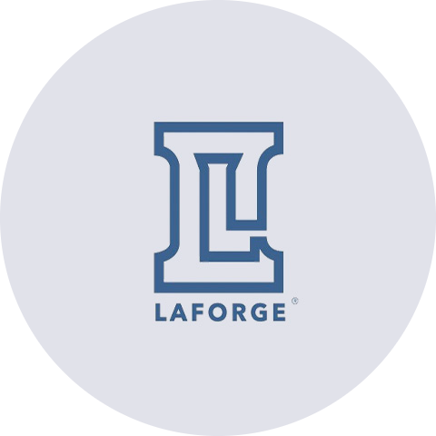 El logotipo de LAFORGE sobre un fondo gris.