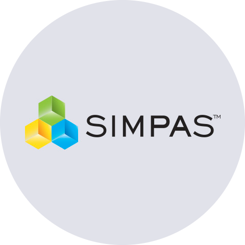 SIMPAS-Logo vor grauem Hintergrund.