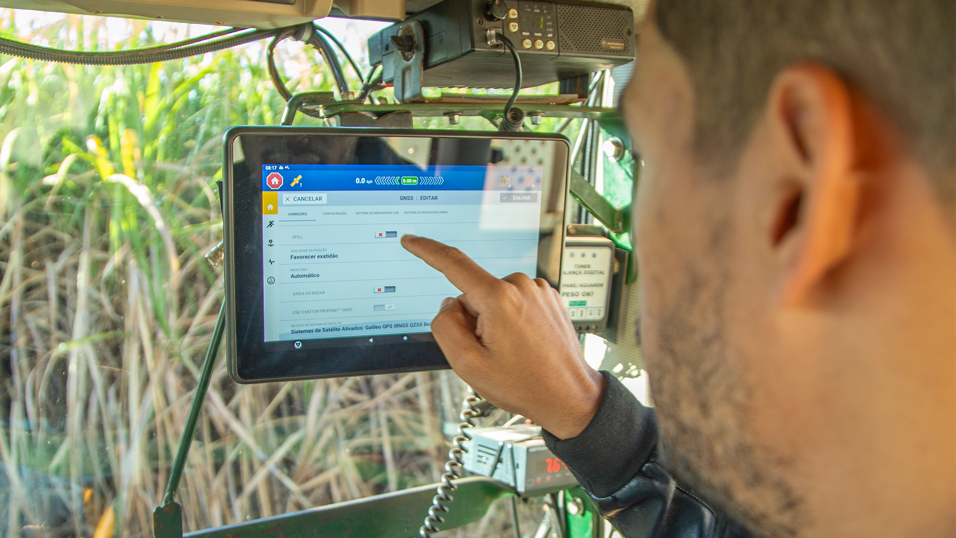 A man uses a PTx Trimble display