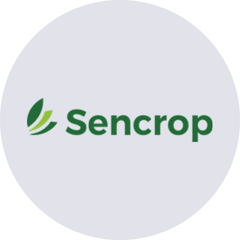 El logotipo de Sencrop sobre un fondo gris.