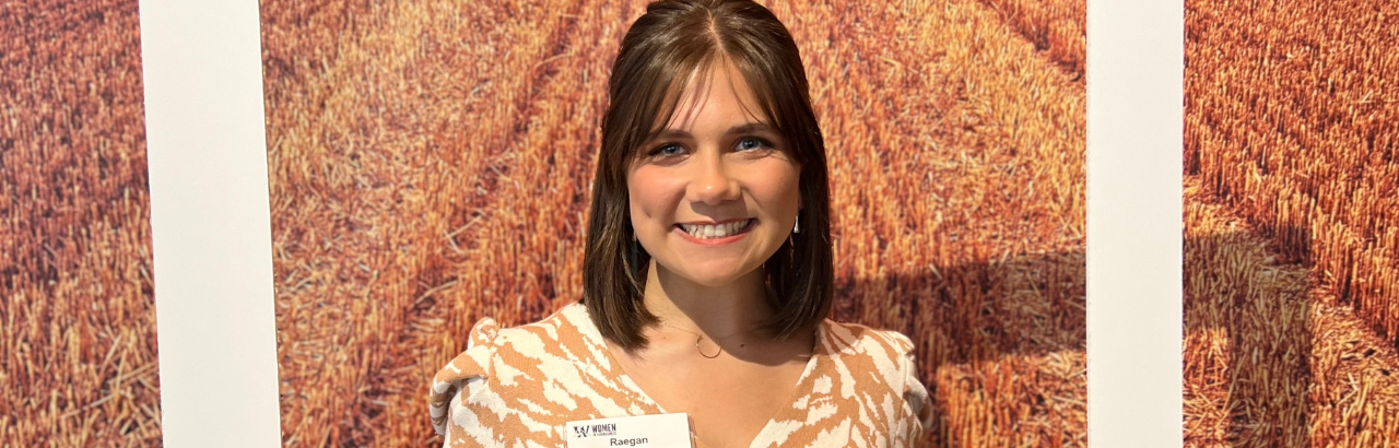 Ohio State University student Raegan Feldner poses for a photo during the 2022 Women in Agribusiness Summit.