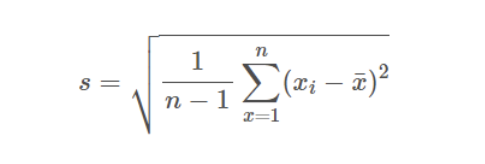 The mathematical symbol for sample standard deviation.