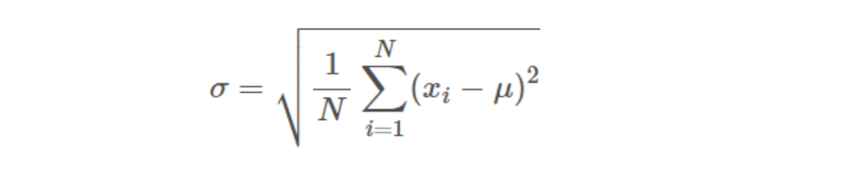 The mathematical formula for standard deviation