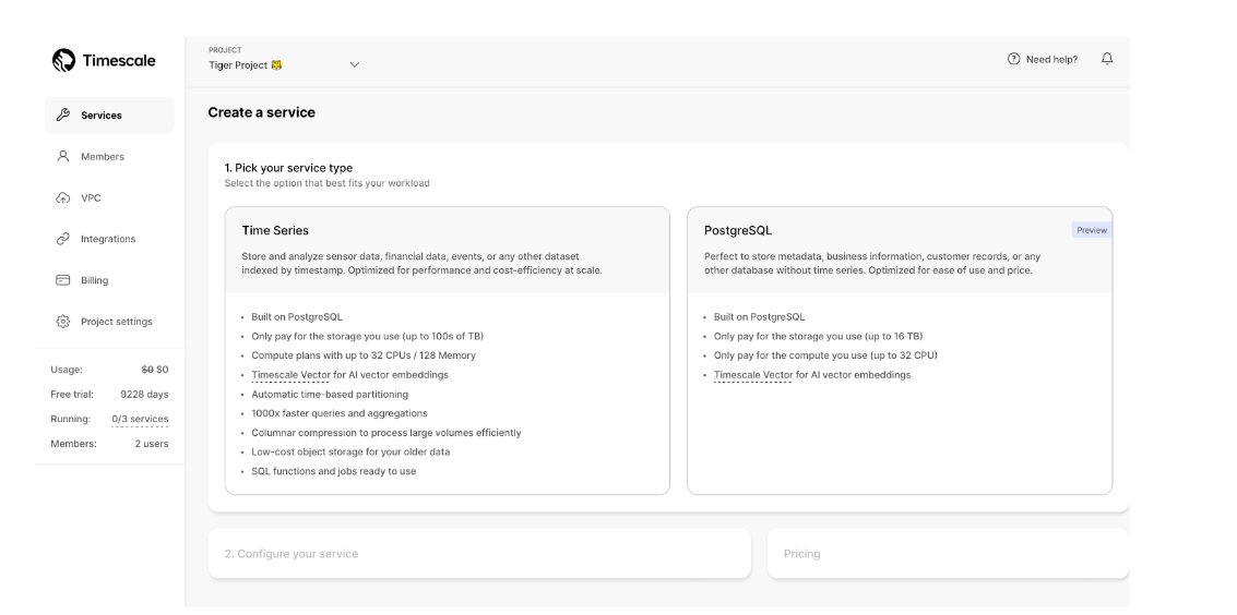 How to create a Dynamic PostgreSQL service