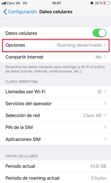 Seleccioná Opciones