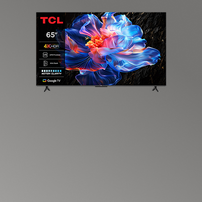 TCL smart-tv mot en grå bakgrund