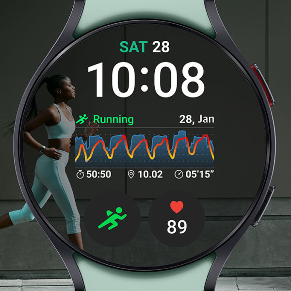 Samsung Galaxy Watch6 som används i samband med löpning