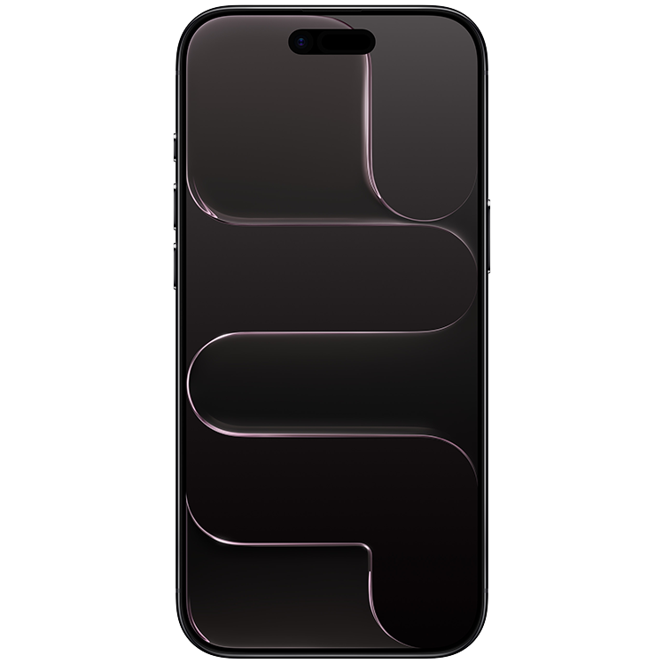 En svart iPhone Air med minimalistisk vit bakgrund och ett abstrakt vågformat mönster som skapar en elegant 3D-effekt.