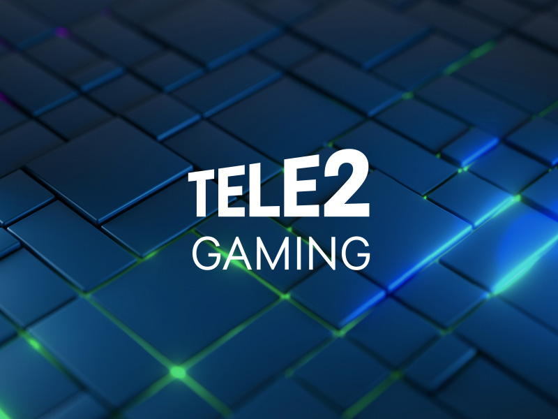 Tele2 Gaming logotyp på blå bakgrund