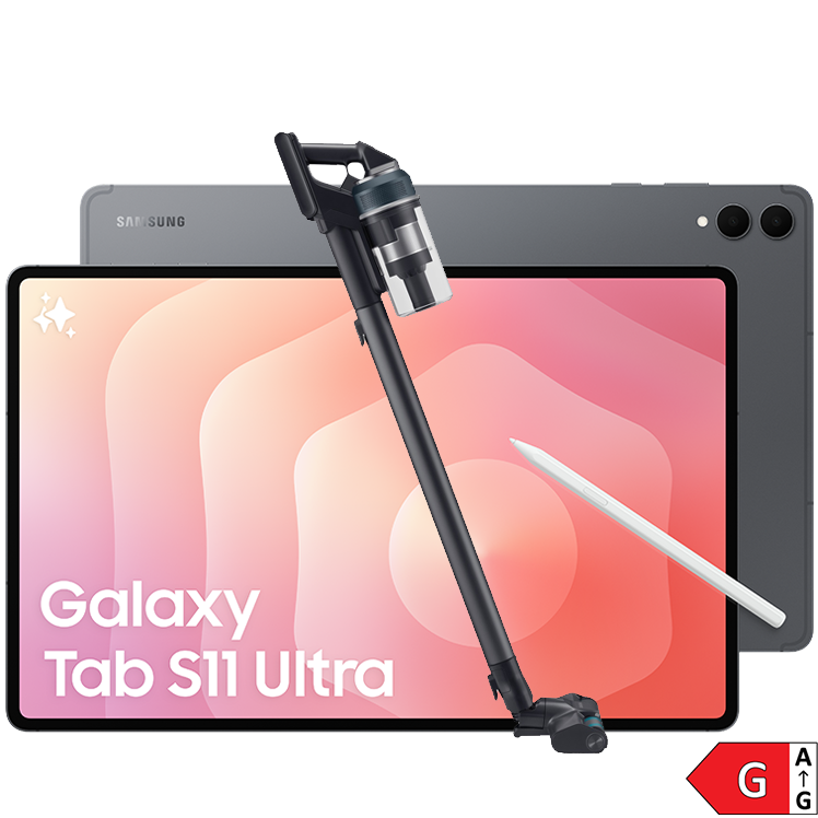 Samsung Galaxy S11 Ultra tillsammans med en dammsugare