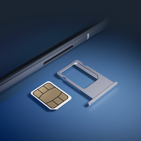 Bild på SIM-kort och SIM-kortshållare