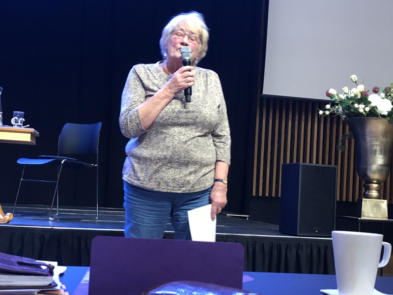 Leder for Frogner Pensjonistforening Kari Firved fortalte om deres aktivitet rundt både midler fra DAM og Statsforvalter Oslo. Et hyggelig innlegg om deres møteplass i Lerkeskogen.