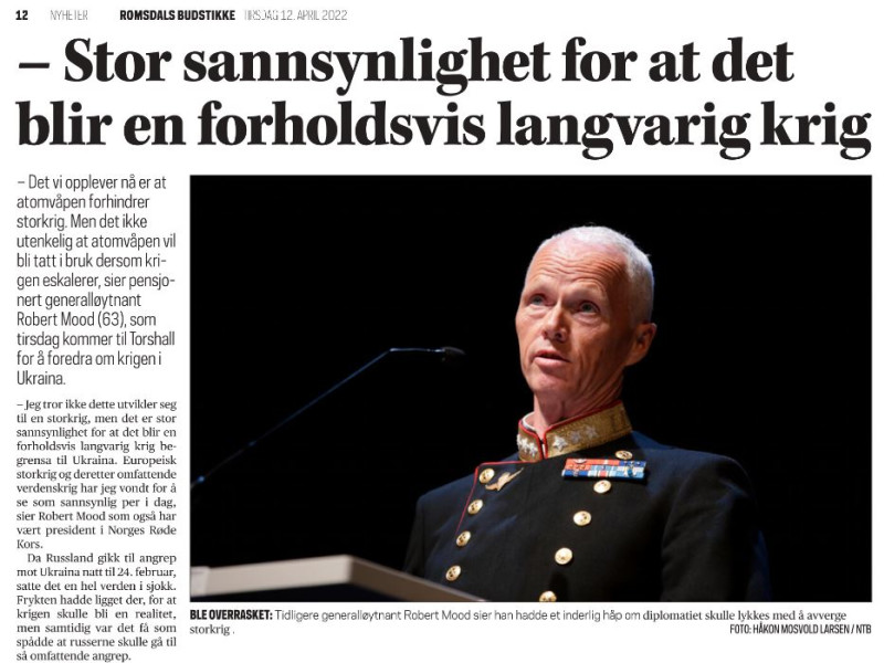 Faksimile fra Romsdals Budstikkes oppslag i avisa den 11. april 2022.