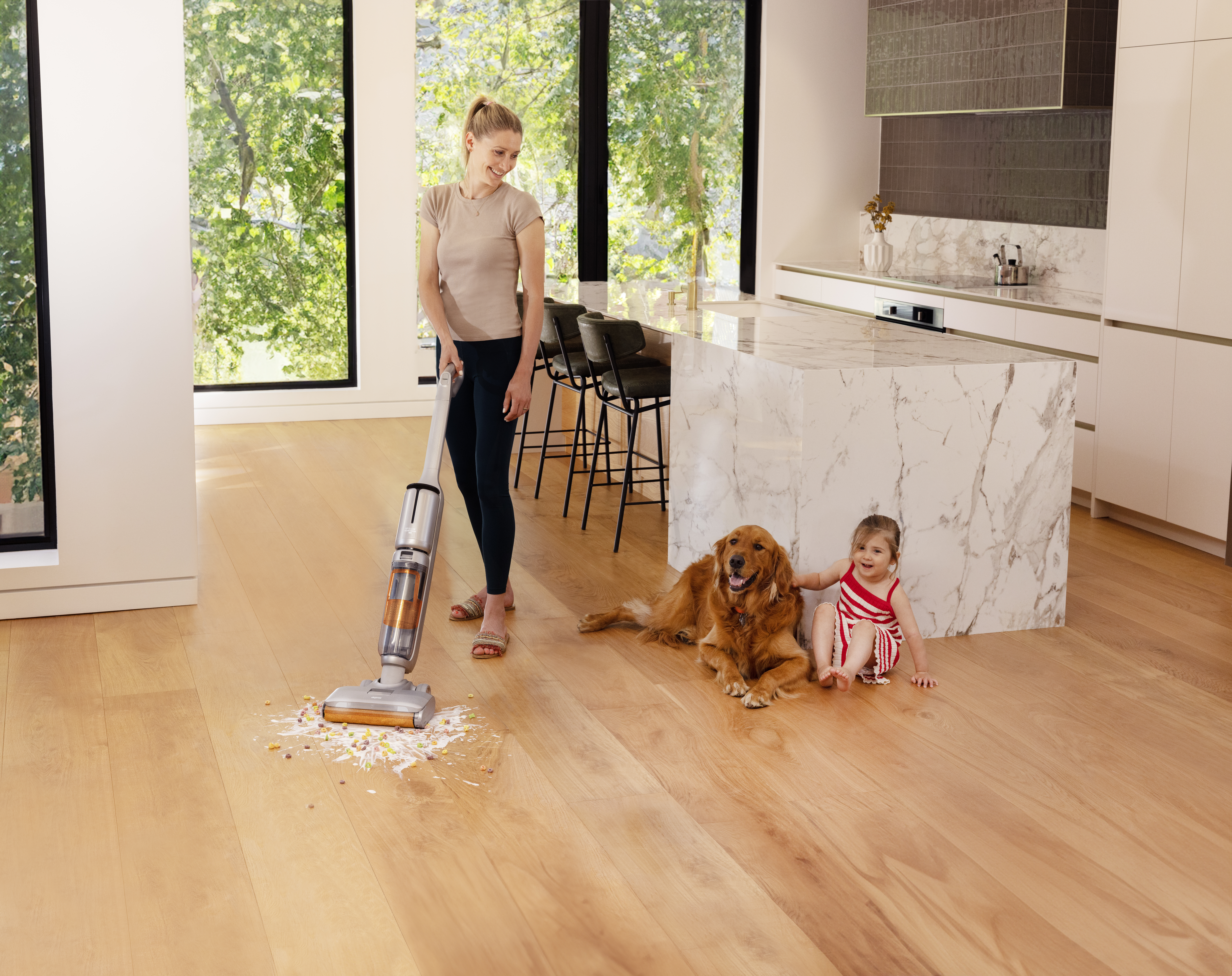 Stellar with dog and kid