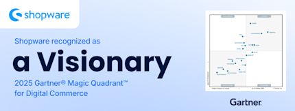Shopware uitgeroepen tot Visionary in het Gartner® Magic Quadrant™ for Digital Commerce 2025 Shopware uitgeroepen tot Visionary in het Gartner® Magic Quadrant™ for Digital Commerce 2025