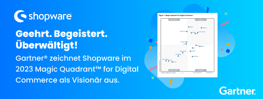 Shopware als Visionär in Gartner® Magic Quadrant™ 2023 für Digital Commerce aufgenommen