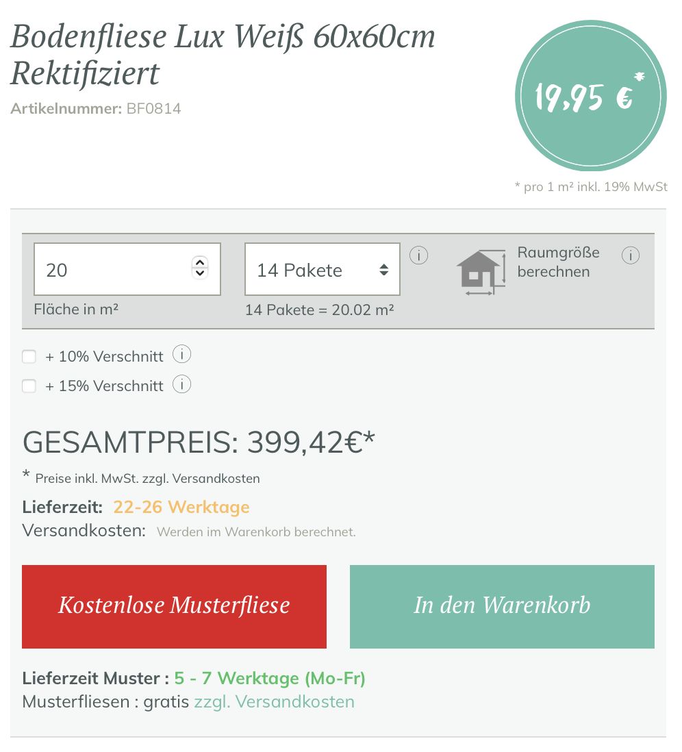 Fliesen-sale Tile Measures