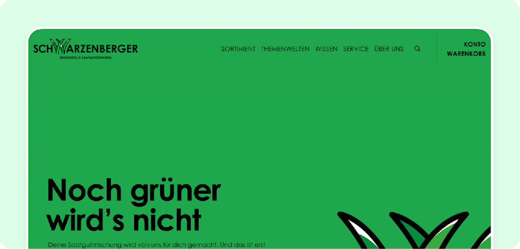 Screenshot van de startpagina van de online winkel van Schwarzenberger