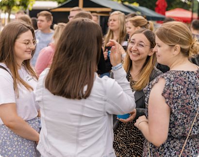 Group of women having a conversation and laughing