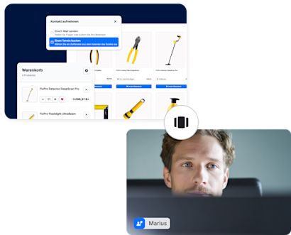 Self guided DE Bild von einem Mann hinter einem Bildschirm