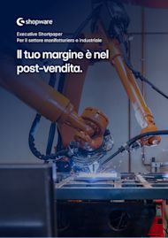 Shortpaper: Il tuo margine è nel post-vendita. Braccio robotico industriale che salda un componente metallico in uno stabilimento produttivo