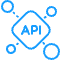 An "API" label is centrally placed inside a diamond shape.