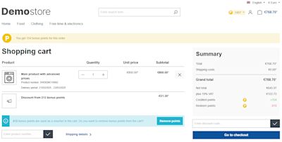 BonusSystem example shopping cart