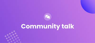 Here you can see a thumbnail with a purple background and the title of the webinar "Community talk"