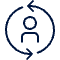 User relations icon – abstract person with connecting lines, symbolizing user interaction, community, or CRM.