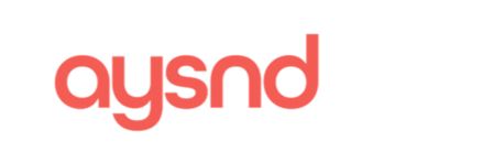 aysnd logo: Red/orange lettering