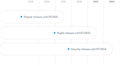 Timeline from 2019 to 2024 with 3 items spanning across it