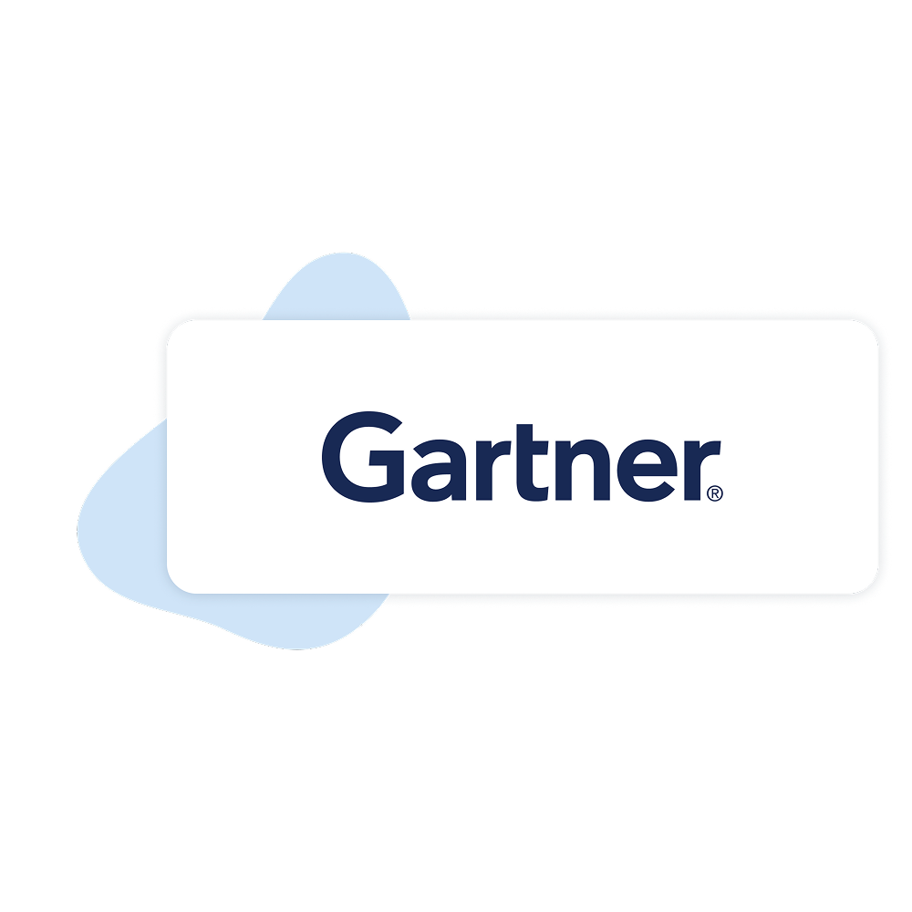 Gartner Logo + blue shape in the background