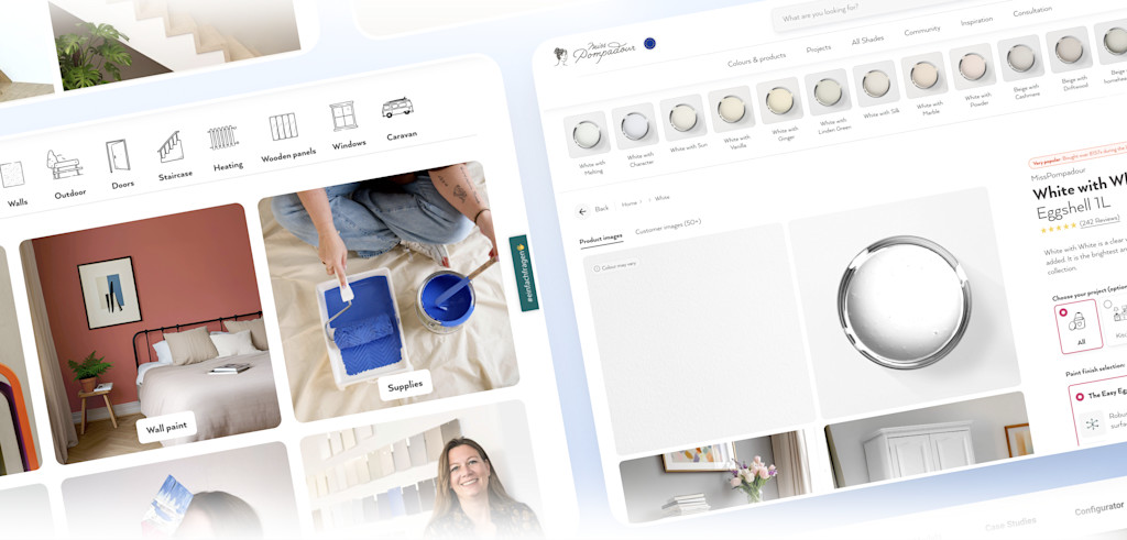 The MissPompadour website, featuring color selections and inspiration for wall design.