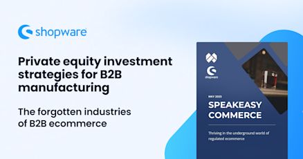 Cover of the whitepaper "SpeakEasy Commerce" with the subtitle "Thriving in the underground world of regulated ecommerce" – focusing on private equity strategies and the overlooked industries of B2B ecommerce like alcohol, CBD, and pharmaceuticals.