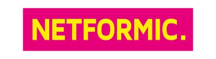 NETFORMIC logo with bright yellow text on a pink background.