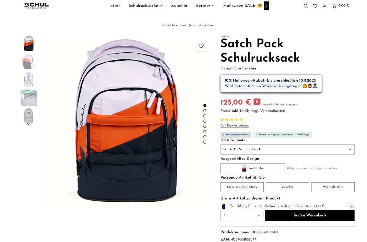 Schulrucksack product page Schulrucksack product page