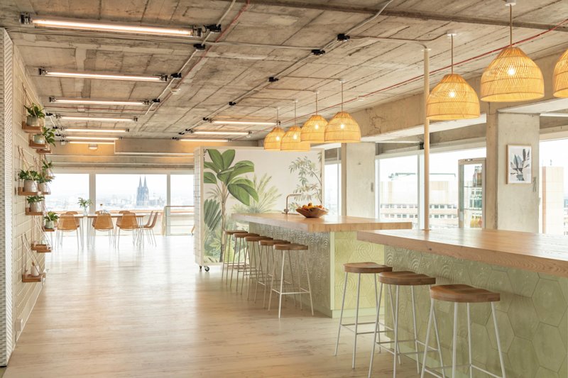Bright business location with multiple seating options