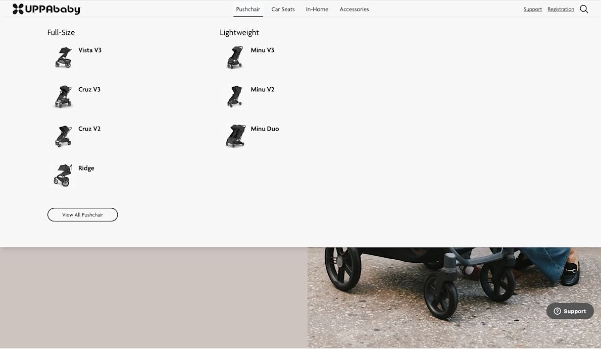 UPPAbaby Product Menu