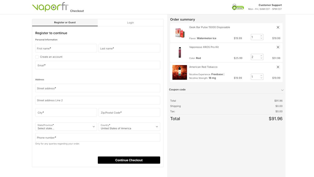 VaporFi Checkout VaporFi Checkout
