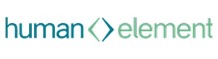 Human Element logo with teal and green text separated by a diamond symbol.