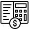 Icon of a calculator with a list and a Dollar sign in front.
