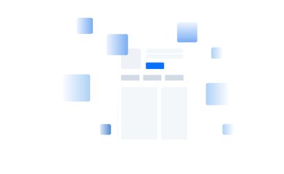 Illustration eines Smartphones mit einer Benutzeroberfläche, dargestellt in minimalistischen blauen und weißen Tönen, auf einem dunkelblauen Hintergrund mit schwebenden quadratischen Formen.