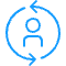 Icon of a person in the centre, surrounded by two circular arrows.



