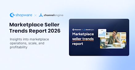 Shopware and ChannelEngine Marketplace Seller Trends Report 2026 banner with headline, “Insights into marketplace operations, scale, and profitability,” and a visual showing seller performance metrics and ecommerce marketplace imagery. Shopware and ChannelEngine Marketplace Seller Trends Report 2026 banner with headline, “Insights into marketplace operations, scale, and profitability,” and a visual showing seller performance metrics and ecommerce marketplace imagery.